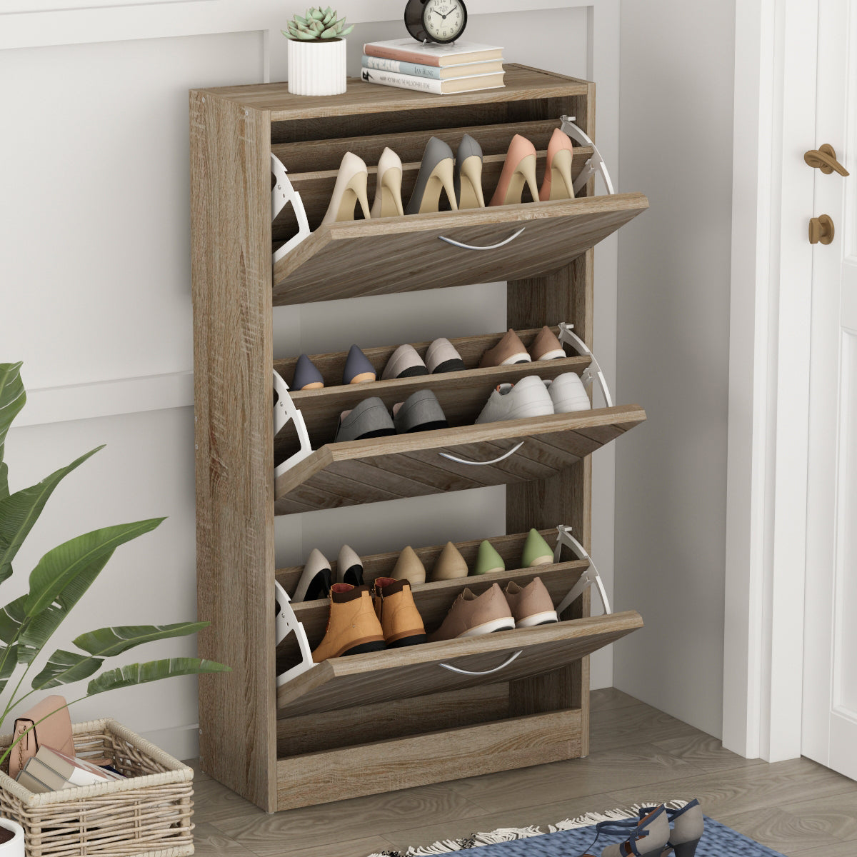 Double Row Shoe Rack scarpiera organizer Wooden Home Furniture