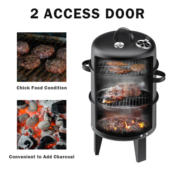 Hitow Smoker Vertical BBQ inch hitowofficial Grill 33 – Steel Charcoal