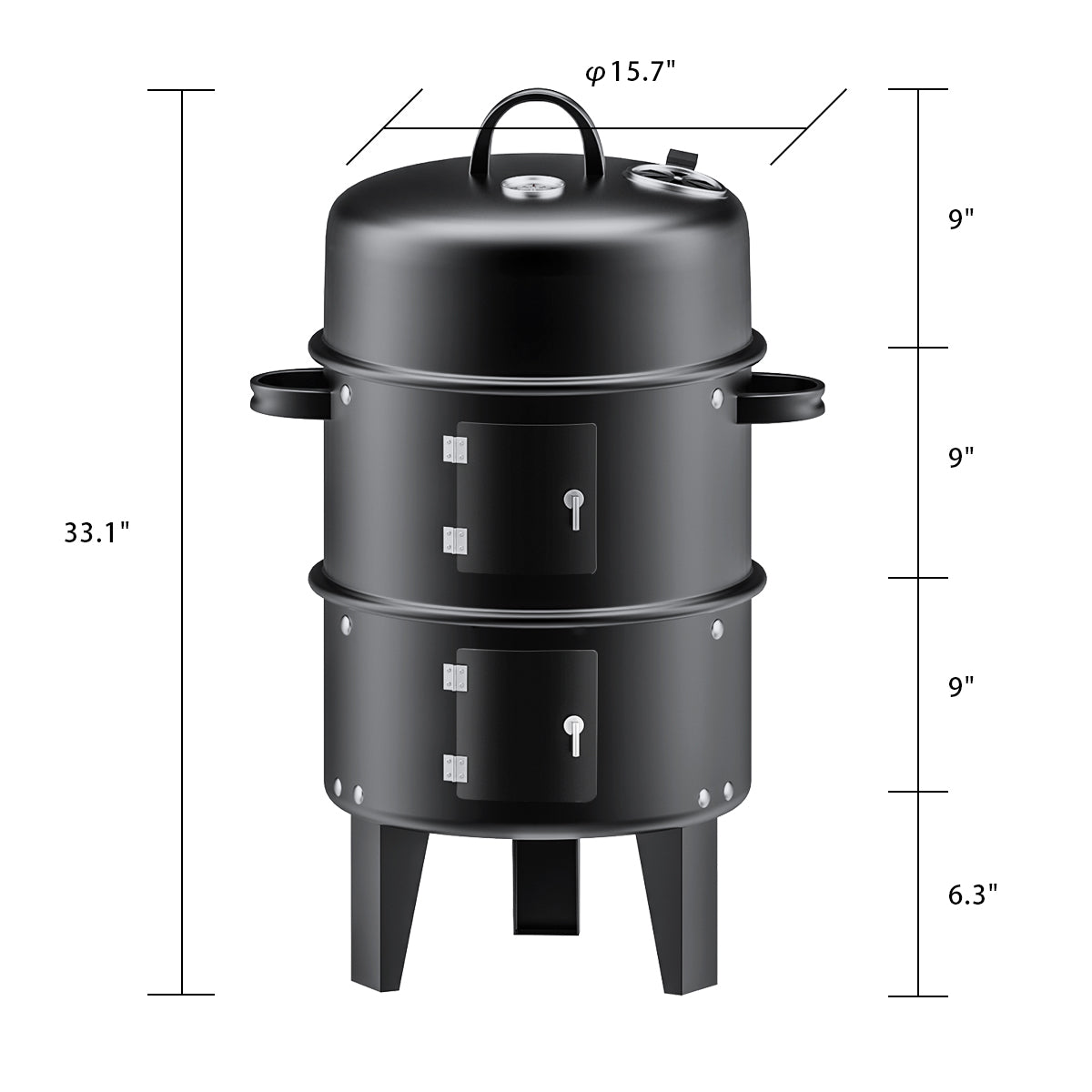 BBQ Charcoal Vertical hitowofficial – Steel Smoker Grill inch Hitow 33
